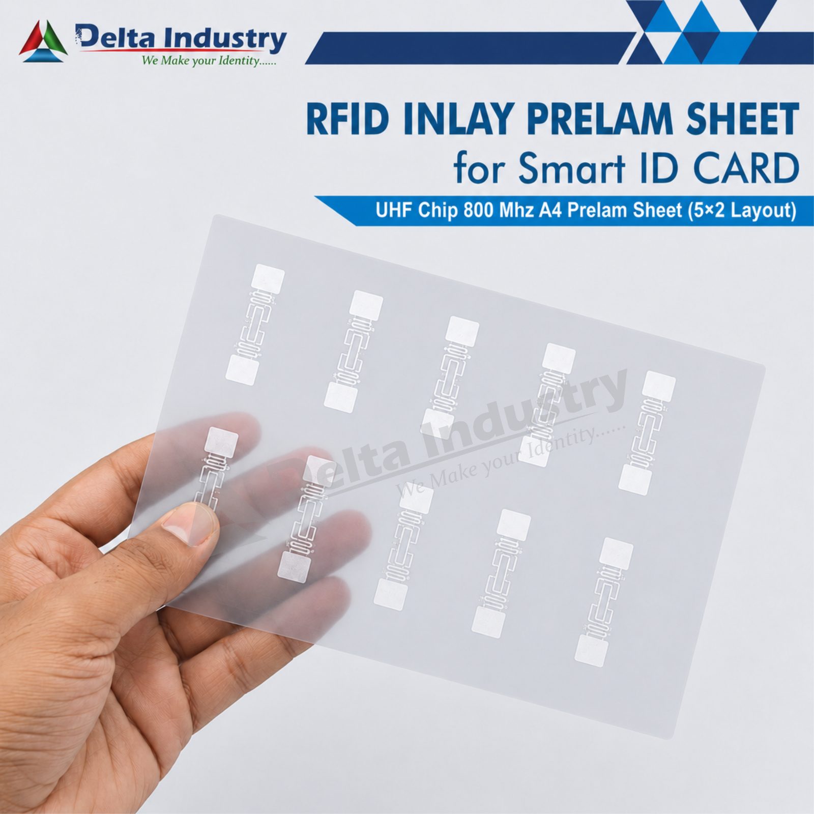 UHF Chip 800 Mhz A4 Prelam Sheet (5×2 Layout)