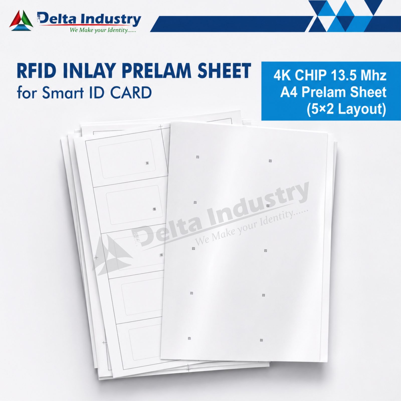 4K CHIP 13.5 Mhz A4 Prelam Sheet (5×2 Layout)