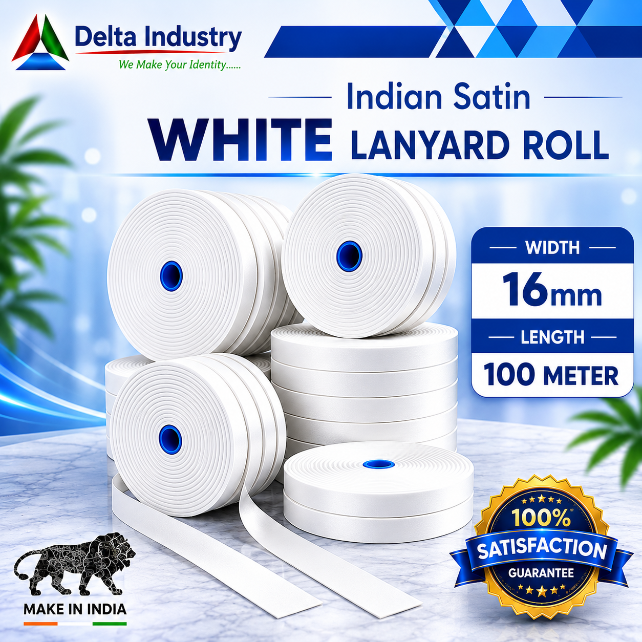 16MM WHITE SATIN ROLL FOR SUBLIMATION PRINTING